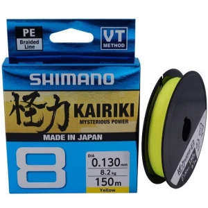 FIR TEXTIL SHIMANO KAIRIKI 8 BRAIDED LINE YELLOW 150M 0.16MM FIR TEXTIL SHIMANO KAIRIKI 8 BRAIDED LINE YELLOW 150M 0.16MM