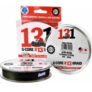 FIR TEXTIL SUFIX 131 G-CORE X13 BRAID LO VIS GREEN 150M 0.285mm 15.88kg FIR TEXTIL SUFIX 131 G-CORE X13 BRAID LO VIS GREEN 150M 0.285mm 15.88kg