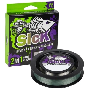 Fir Textil Berkley Sick Two In One & Fluorocarbon Duo Spool System, 0.12/0.35mm 150/40m, Moss Green-fluo Clear