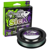 Fir Textil Berkley Sick Two In One & Fluorocarbon Duo Spool System, 0.12mm/0.30mm 150/50m, Moss Green-fluo Clear