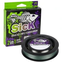 Fir Textil BERKLEY Sick Two in One & Fluorocarbon Duo Spool System, Moss Green-Fluo Clear, 150m - 0.10mm, 50m - 0.30mm