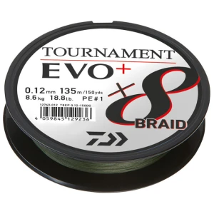 Fir Textil Daiwa Tournament 8xbraid Evo+ Verde, 0.16mm, 135m, 12.2kg