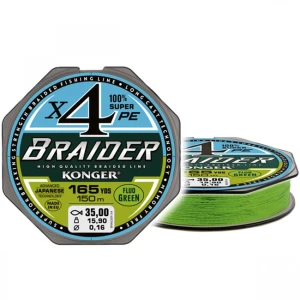 Fir Textil Konger Braider X4 Fluo Green 0.06mm, 4kg, 150m Fir Textil Konger Braider X4 Fluo Green 0.06mm, 4kg, 150m
