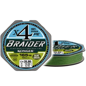Fir Textil Konger Braider X4 Olive Green, 150m, 0.06mm, 4.00kg Fir Textil Konger Braider X4 Olive Green, 150m, 0.06mm, 4.00kg