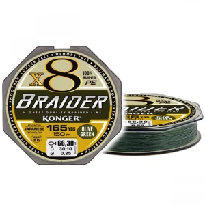 Fir Textil Konger Braider X8 Olive Green 0.08mm, 7.6kg, 150m