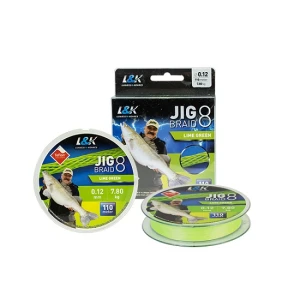 Fir Textil L&k Jig 8 Braid Lime Green 0.18mm 110m 10.3kg