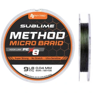 Multifilament NYTRO PE-X8 Sublime Method Microbraid Hook Link Black, 50m, 0.10mm, 7.7kg