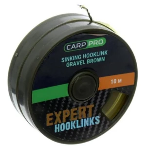 Fir Textil cu Camasa CARP PRO Sinking Hooklink, Gravel Brown, 25lbs, 10m