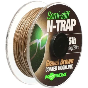 Fir Textil cu Camasa KORDA N-Trap Soft Coated, Gravel Brown, 30lbs, 20m