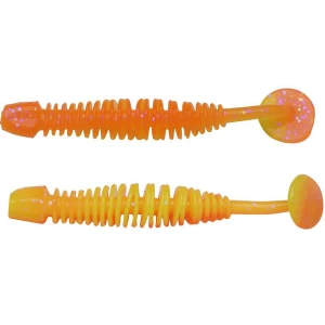 Grub Berkley Powerbait Power Leech, Fluorescent Orange / Sunshine Yellow, 6cm, 10buc/pac