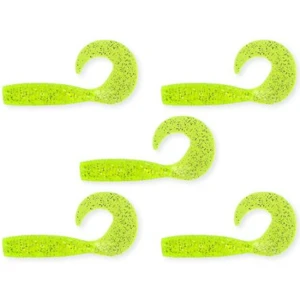 Nevis Twister 7.5cm, 5buc/pac, Verde Neon Glitter