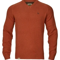 Pulover Harkila Vincent Merino V-neck Pullover, Bombay Brown, Marimea M