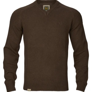 Pulover Harkila Vincent Merino V-neck Pullover, Demitasse Brown, Marimea M