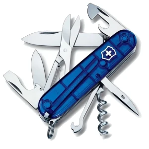Briceag Multifunctional Victorinox, Climber, 9.1cm, Albastru Transparent, Blister