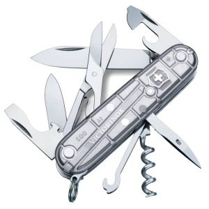 Briceag Multifunctional Victorinox, Climber, 9.1cm, Argintiu Transparent, Blister