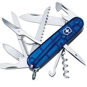 Briceag Multifunctional Victorinox, Huntsman, 9.1cm, Albastru Transparent, Blister