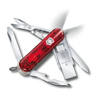 Briceag Victorinox Swiss Army Knife, Midnite Manager Work, 58 Mm, Red Translucent, Usb 3.0/3.1, 32gb, Blister