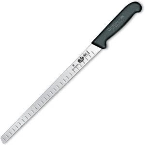 Cutit Bucatarie Victorinox Fibrox Salmon Knife, Lama Gofrata 30cm, Negru