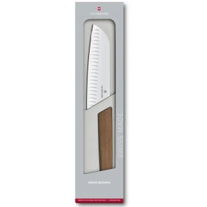 Cutit Bucatarie Victorinox, Swiss Modern Santoku, Lama Gofrata 17cm, Lemn Nuc, Cutie Cadou Cutit Bucatarie Victorinox, Swiss Modern Santoku, Lama Gofrata 17cm, Lemn Nuc, Cutie Cadou
