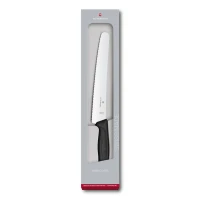 Cutit Feliat Victorinox SwissClassic Bread/Pastry Knife, Lama Zimtata 22cm, Negru, Cutie Cadou