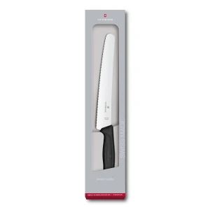 Cutit Feliat Victorinox SwissClassic Bread/Pastry Knife, Lama Zimtata 22cm, Negru, Cutie Cadou Cutit Feliat Victorinox SwissClassic Bread/Pastry Knife, Lama Zimtata 22cm, Negru, Cutie Cadou