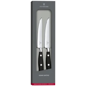 Set 2 Cutite Victorinox Grand Maitre Steak Knife, Lama 12cm, Negru