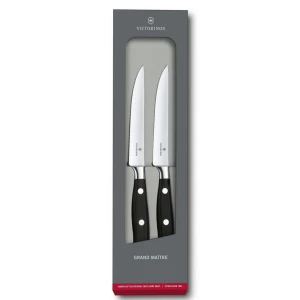 Set 2 Cutite Victorinox Grand Maitre Steak Knife, Lama Zimtata, 12cm, Negru