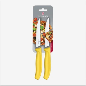 Set 2 Cutite Victorinox, Swiss Classic  Friptura, Lama Zimtata 12cm, Galben, Blister