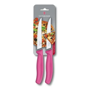 Set 2 Cutite Victorinox, Swiss Classic  Friptura, Lama Zimtata 12cm, Roz, Blister