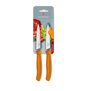 Set 2 Cutite Victorinox,swissclassic Paring Knife, 1zimtat+1lama Dreapta,10cm, Portocaliu, Blister