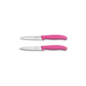 Set 2 Cutite Victorinox,swissclassic Paring Knife, 1zimtat+1lama Dreapta,10cm, Roz, Blister