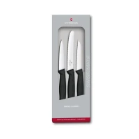 Set 3 Cutite Bucatarie Victorinox, Inox, 8/11cm Negru