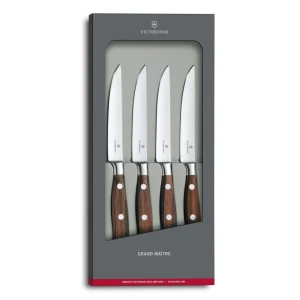 Set 4 Cutite Carne Victorinox Grand Maitre Wood, 12cm, Maro