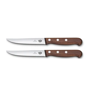 Set Cutite Victyorinx Steak Knife Set, Processed Maple, Wavy, 12 Cm, 2-pc Gift Box 5.1230.12g