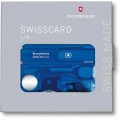 Trusa Multifuncionala Victorinox Swiss Card Lite, Swiss Made Pocket Tool, 13 Functions, LED, Magnifier, Blue Transparent