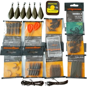 Cutie cu accesorii crap orange carp lead clip 85, 101 accesorii