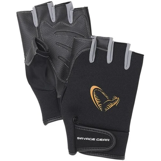 Manusi Savage Gear Neopren Cu Degete Taiate Black Mar.m
