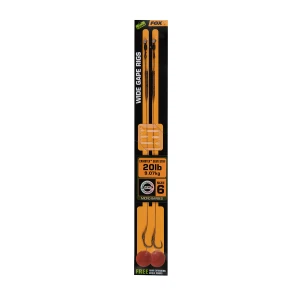 Carlige Legate Fox Edges Wide Gape Nr 6 Camotex Semi Stiff Coated Braid  20lb 2 Buc