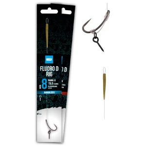 Carlige Legate Nash Fluorocarbon D-Rig Barbed, 25lbs, nr.2, 1buc/plic Carlige Legate Nash Fluorocarbon D-Rig Barbed, 25lbs, nr.2, 1buc/plic