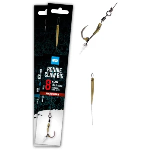 Carlige Legate Nash Ronnie Claw Rig Barbed, 15lbs, nr.8, 1buc/plic Carlige Legate Nash Ronnie Claw Rig Barbed, 15lbs, nr.8, 1buc/plic