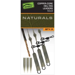 Montura Fox Edges Naturals Copper-core Heli Rig Leaders, 75cm, 3buc/pac