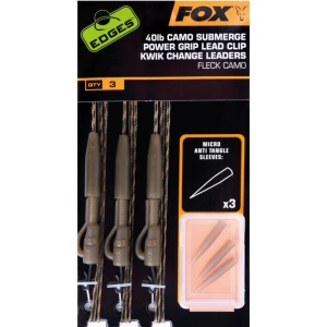 Montura Fox Edges Submerge Camo Leader Lead Clip Kwik Change Kit, 3buc/set 30lbs