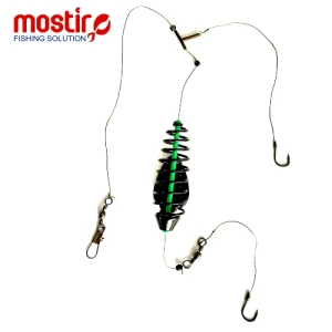 Montura Mostiro Arc Vopsit cu Teu, Plumb Lateral, Fir Textil, 2 Carlige Nr.8 Montura Mostiro Arc Vopsit cu Teu, Plumb Lateral, Fir Textil, 2 Carlige Nr.8