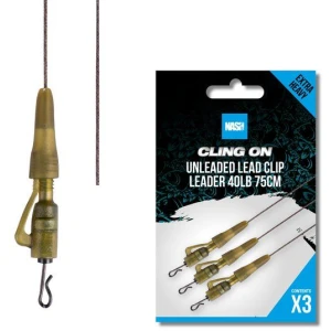 Montura Nash Ready Tied Unleaded Lead Clip Leader, 40lbs, 75cm, 3buc/plic Montura Nash Ready Tied Unleaded Lead Clip Leader, 40lbs, 75cm, 3buc/plic