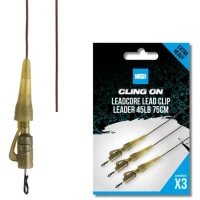 Montura Nash Ready Tied Unleaded Lead Clip Leader, 45lbs, 75cm, 3buc/plic Montura Nash Ready Tied Unleaded Lead Clip Leader, 45lbs, 75cm, 3buc/plic