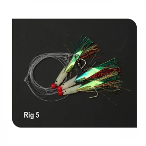 Carlige Montate Dam 5 Mackrel Glow Hokkai No.2/0 100cm/10cm 0.55/0.45mm