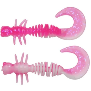 Larva Berkley Powerbait Power Curly, Pink / White, 4cm, 12buc/pac
