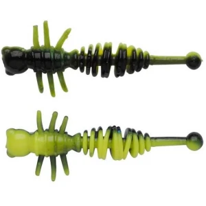 Larva Berkley Powerbait Power Larvae, Black / Snsne Yellow, 4cm, 12buc/pac