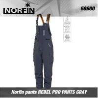 Salopeta Norfin REBEL PRO PANTS GRAY, Marime L - L Salopeta Norfin REBEL PRO PANTS GRAY, Marime L - L
