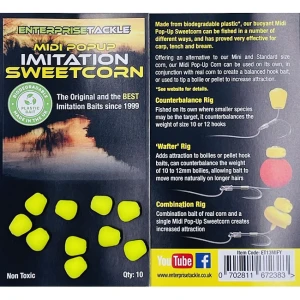 Porumb Artificial Flotant Enterprise Tackle Midi Pop-up Sweetcorn, Fluoro Yellow, 10 Buc/plic